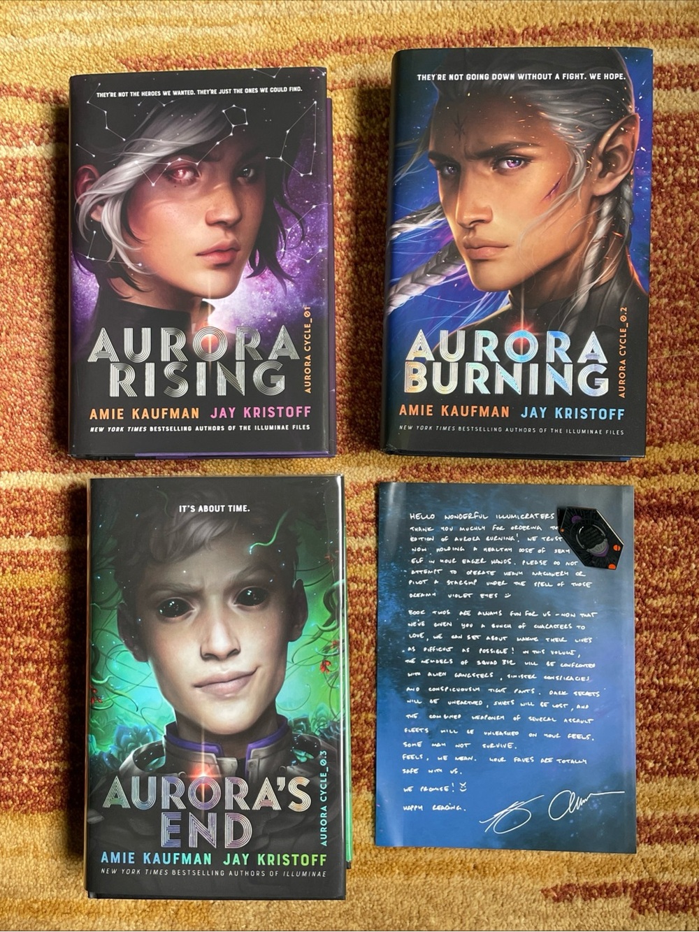 The Aurora Cycle Jay Kristoff Amie Kaufman Exclusives Signed Sprayed Edges w Pin